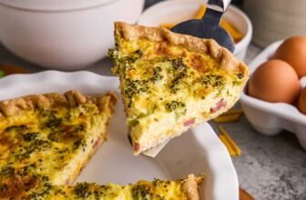 Ham Broccoli and Cheddar Quiche